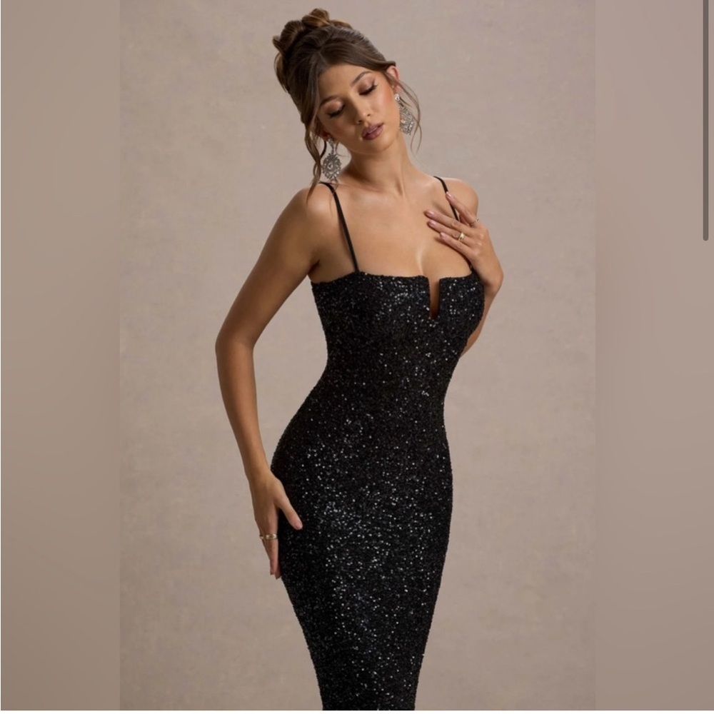 SOLD - Elegant Black Glitter Dress